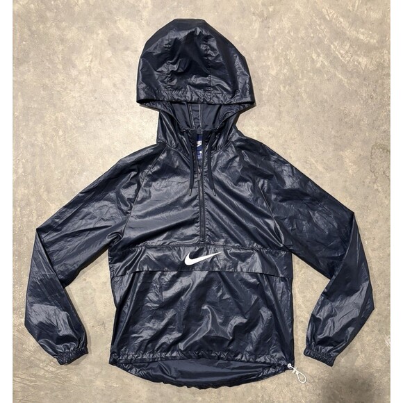 Nike Womens Small Half Zip Packable Windbreaker Jacket 872051-451 Dark Blue - Picture 1 of 6